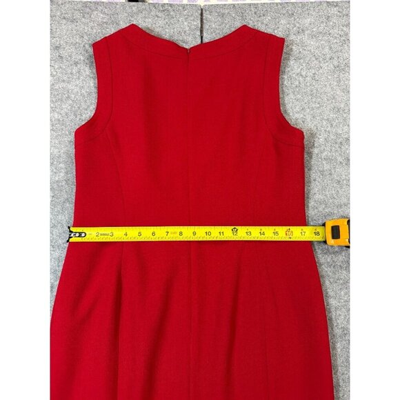Kasper Sheath Dress Women's 10 Red Lined Stretch Round Neck Sleeveless Back Zip - Picture 7 of 8